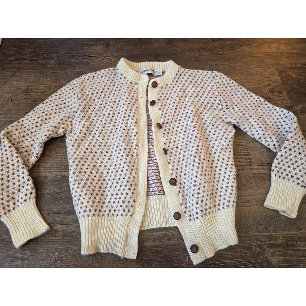 Vintage American Eagle Cardigan Sweater Wool Blend Medium made in USA